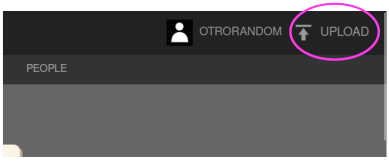Captura de pantalla dónde se observa un icono con la silueta de un humano, común en para representar perfiles, a lado está el nombre del usuario y por el lado derecho el botón de upload con una flecha hacia arriba.